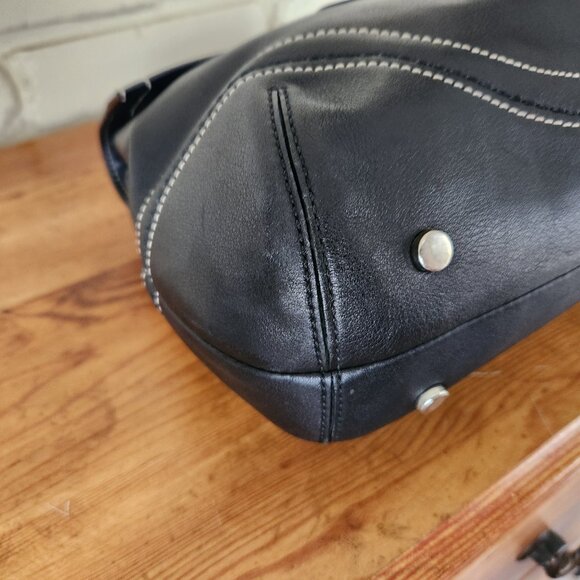 Like New Vintage Coach Hampton Soho Black Leather Tote Bag Purse - Picture 9 of 13